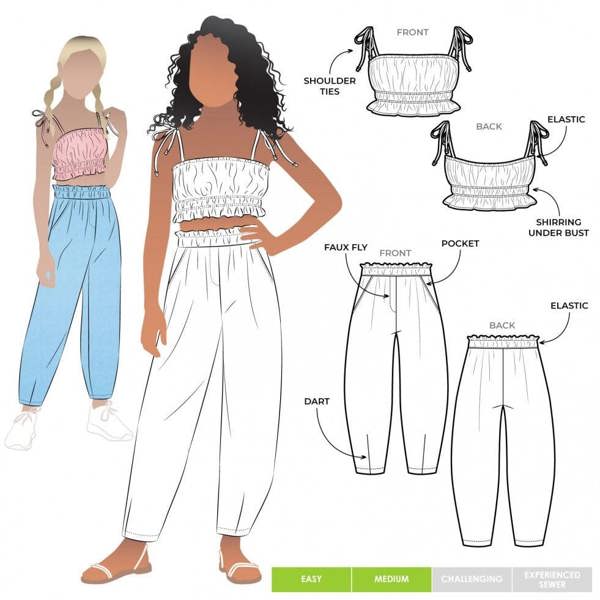 Style Arc Sewing Pattern Kids Barry Pant & Top - Tops, Trousers for Kids, Teenagers - Easy