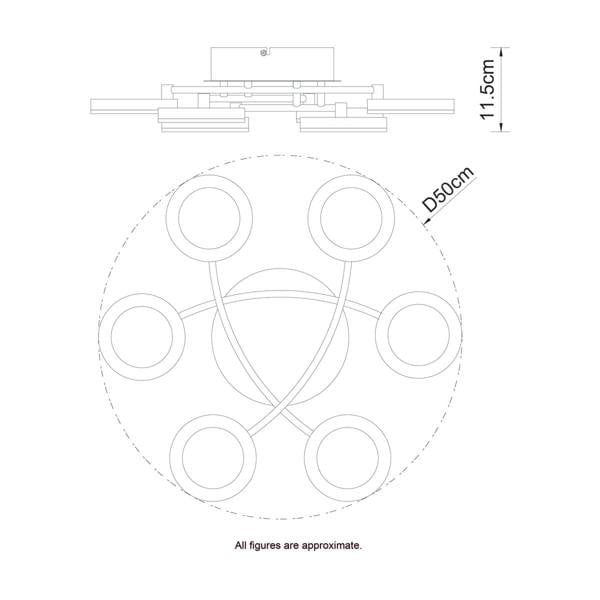 COSYLYTE Juni 6 Ring Integrated LED Ceiling Flush Light