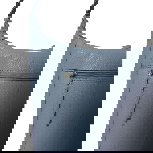 Assots London 'PAMELA' Pastel Blue Pebble Grain Real Leather Designer Shoulder Hobo Bag