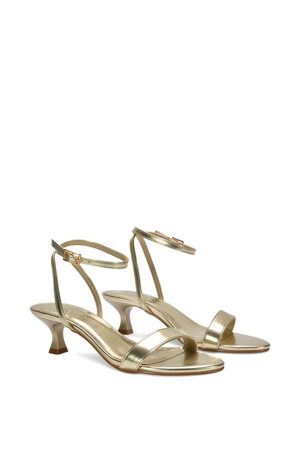 XY LONDON Kitten Low Heel Strappy Sandal Two Part Heeled Shoes