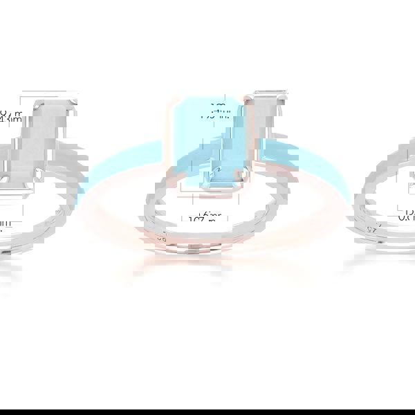 Gemondo Siberian Waltz Blue Enamel & Octagon Turquoise Ring In Rose Gold Vermeil