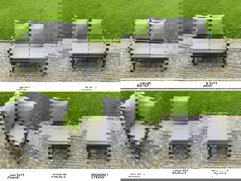 Fimous 8 Seater Aluminium Outdoor Garden Furniture Set with Rising Dining Table - Dark Grey