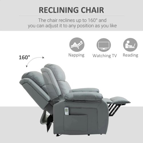 Bobobiy Riser and Recliner Chair with Massage, Power Lift Recliner Chair for Elderly with Remote Control, Grey