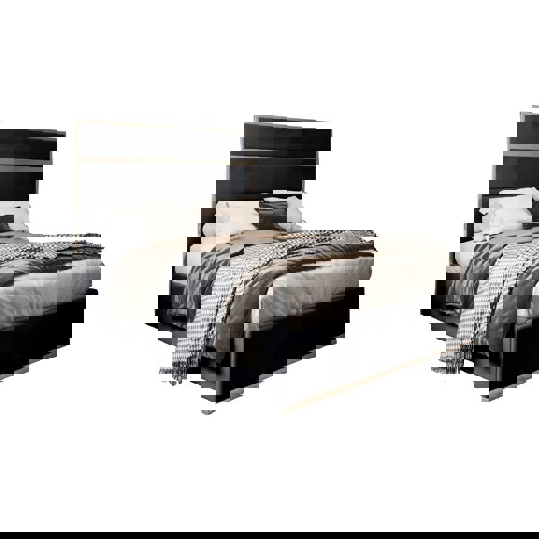 Casa Magna Bentley Upholstered Soft Velvet Metal Bed Frame - Black