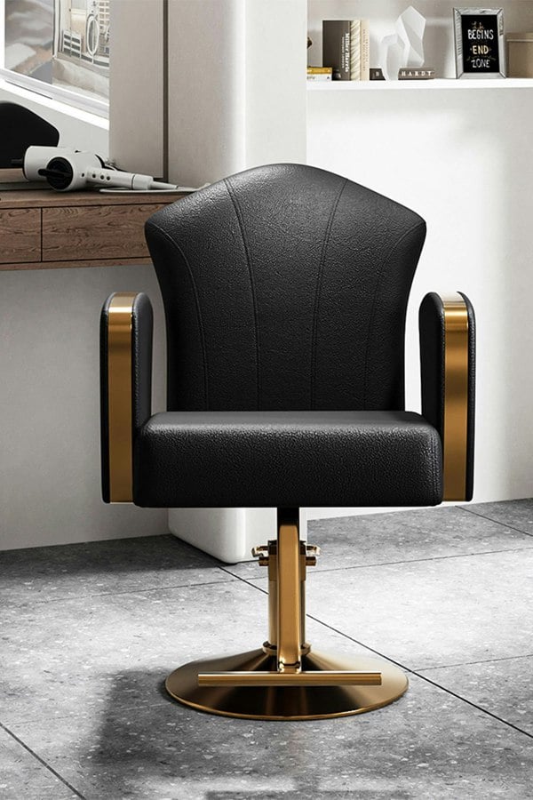 Living and Home Professional Faux Leather Swivel Salon Barber Chair Adjustable Styling Chairs