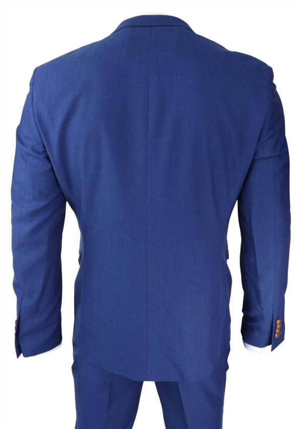 Paul Andrew Mens 3 Piece Royal Blue Birdseye Classic Suit