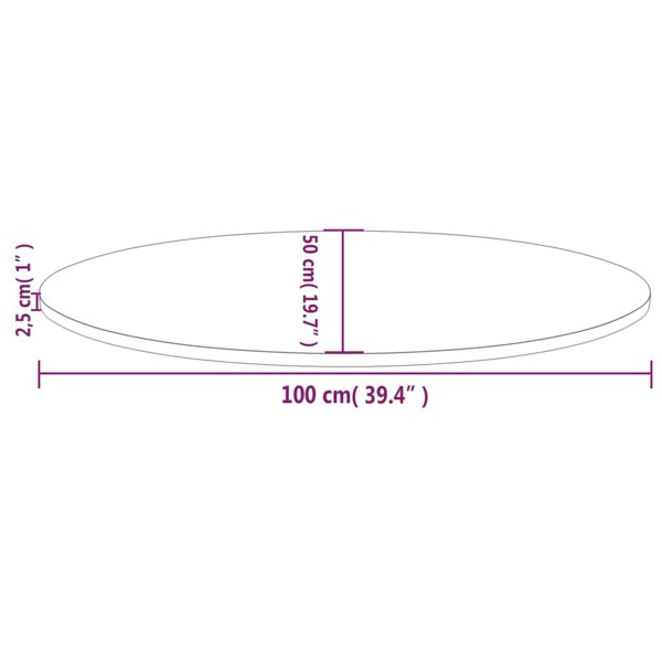 Berkfield Table Top White 100x50x2.5 cm Solid Wood Pine Oval