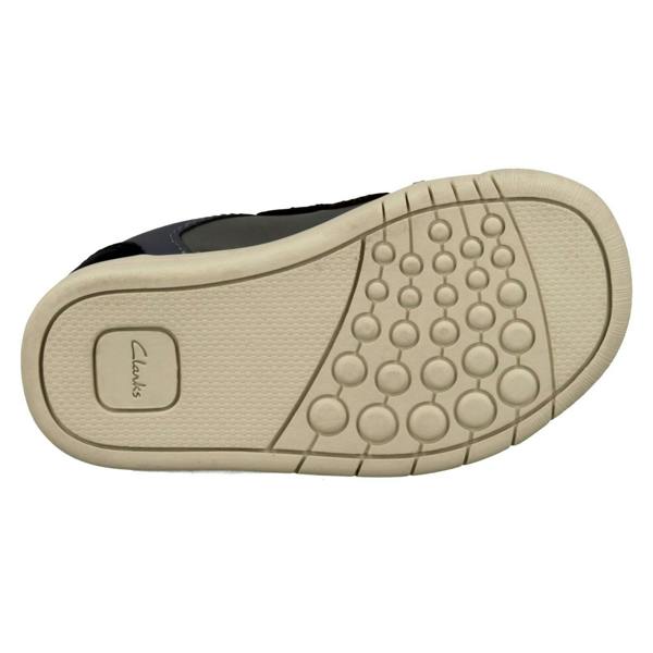 Clarks Boys Clarks Stripe Detailed Hook and Loop Fastening Shoes Den Stripe