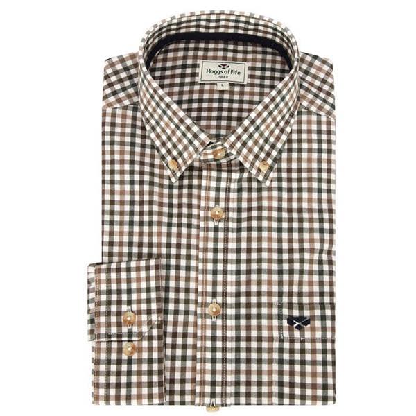 Hoggs of Fife Garvock Tattersall Check shirt in Brown check