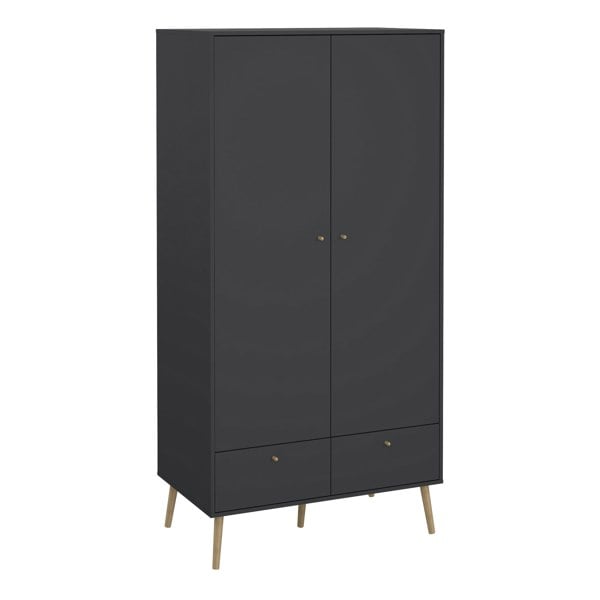 Furniture To Go Cumbria Wardrobe with 2 Doors + 2 Drawers Dark Grey