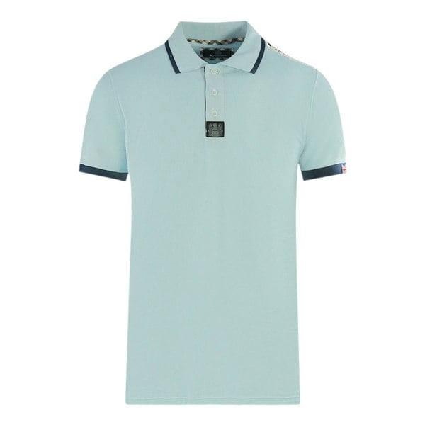 Aquascutum Branded Shoulder Tipped Polo Shirt - Light Blue