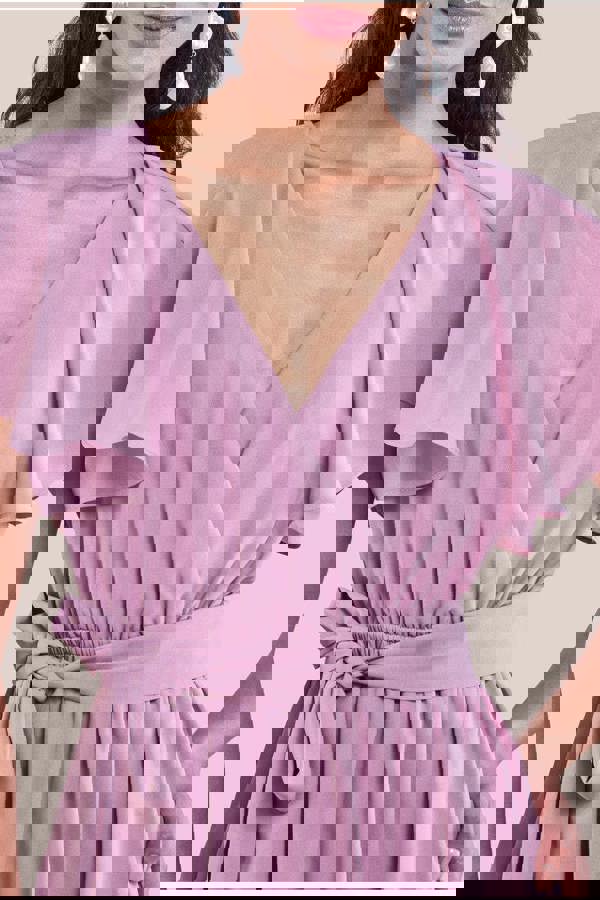 Sustainable Chiffon Flutter Sleeve Wrap Maxi Dress - Lavender DR2486BBS