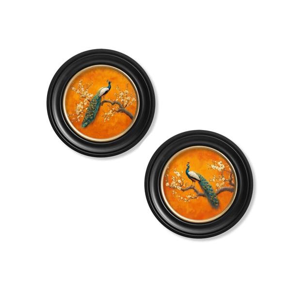 Exceptional Art Peacocks In Saffron Garden - Oxford round frame