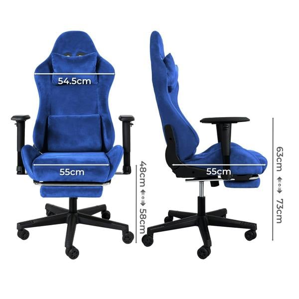Levede Office Desk Chair Gaming Recliner Adjustable Height with Footrest Blue