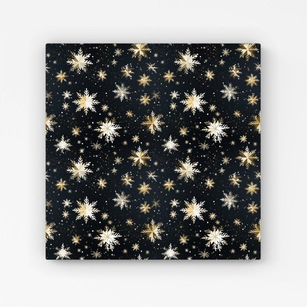 Warren Reed Silver Gold Snowflake Pattern Canvas