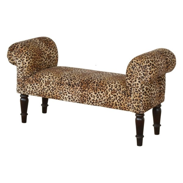 Artisan Furniture Leopard Print Velvet Bench