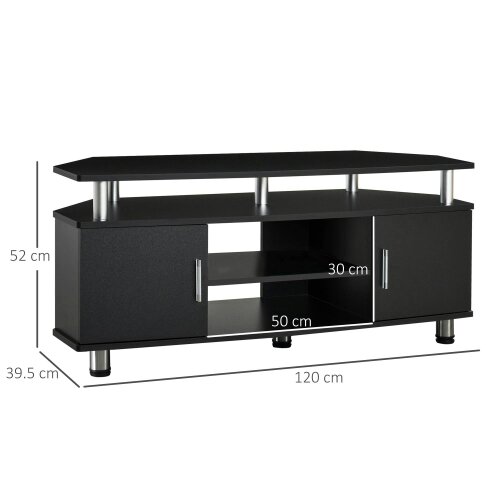 Wyld Haus Zisaba Mika 120cm Wooden Black TV Storage Unit For Screens Up To 55 Inches 2 Doors and Shelves