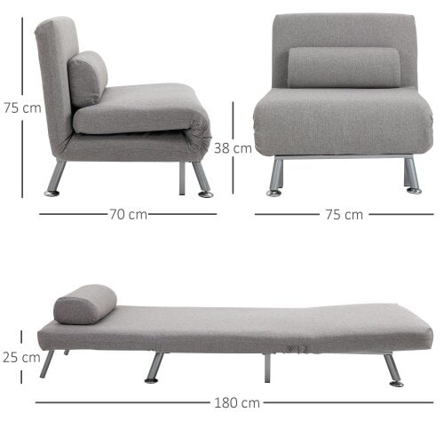 Wyld Haus Kano Fabric Grey Adjustable Back Futon Style Sofa Chair