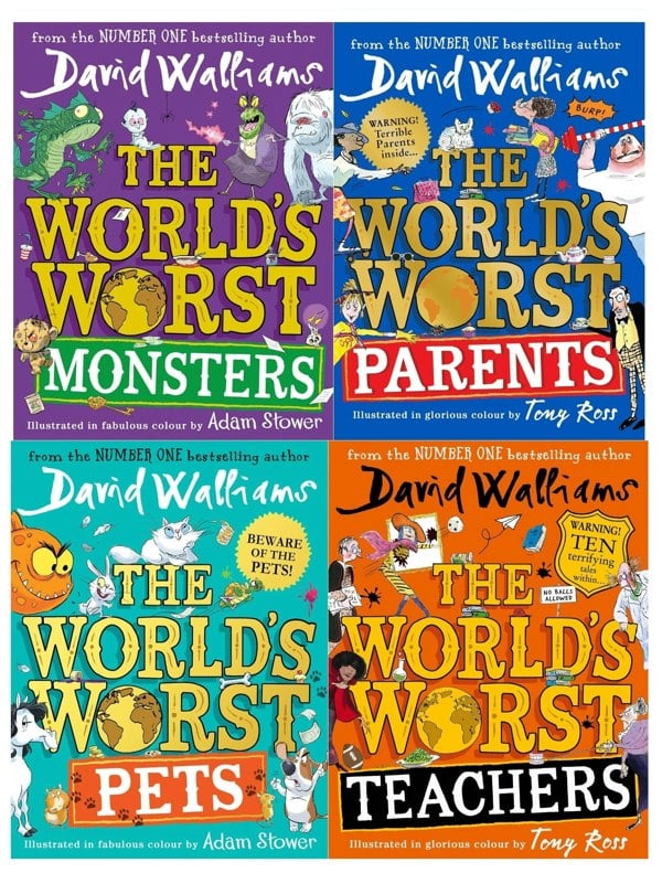 David Walliams Collection 4 Books Set (The Worlds Worst Teachers, The Worlds Worst Parents, The Worlds Worst Pets, The Worlds Worst Monsters)