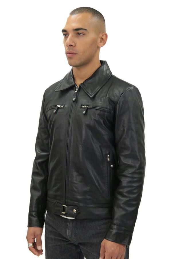 Infinity Leather Mens Black Cowhide Leather Harrington Jacket-Geneva
