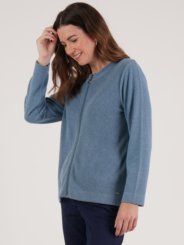 TIGI-Wear Chevron Rib Zip Cardigan