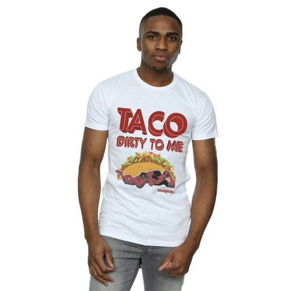 Marvel Mens Deadpool Taco Dirty To Me T-Shirt - White