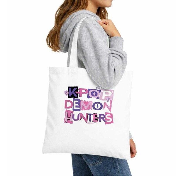 K-Pop Demon Hunters Scrapbook Travel Logo Tote Bag - White