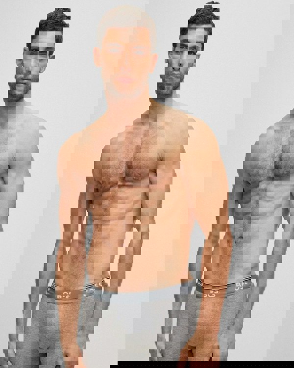 BOSS Orange Power Three Pack Mens Stretch Cotton Boxer Briefs With Logos NOS - White/Grey/Black 999