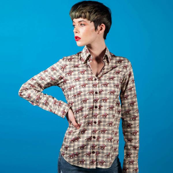 Elizabeth Horse Check Womens Print Shirt - Claudio Lugli Shirts