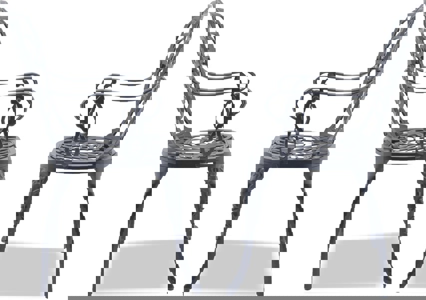 Centurion Supports Bangui Grey 2-Large Garden and Patio Chairs with Armrests in Cast Aluminium