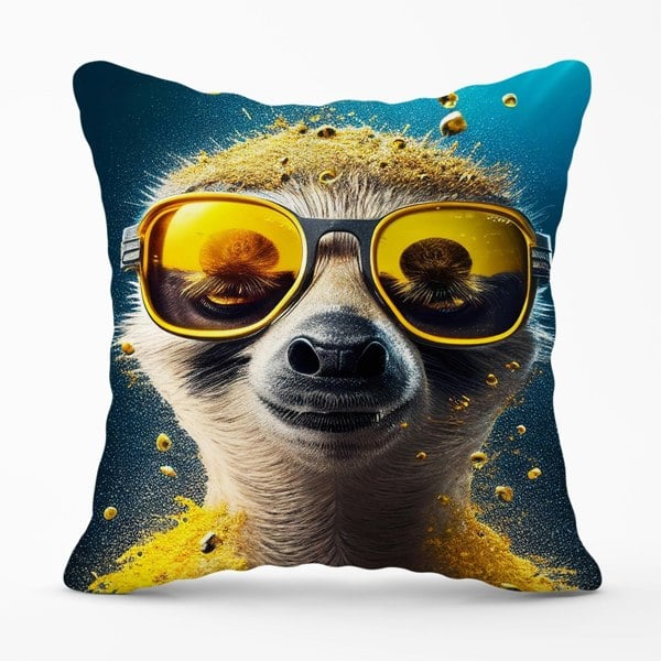 Warren Reed Meerkat With Golden Glasses Splashart Cushions