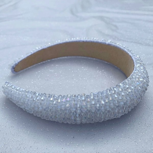 white headband beaded alice band