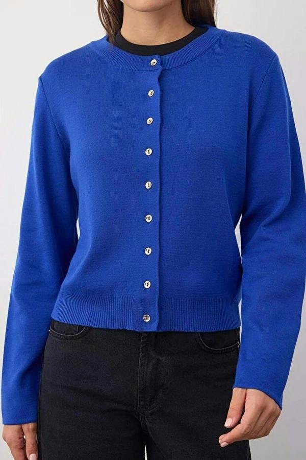 WOVCOR Basic Knit Cardigan with Button Details