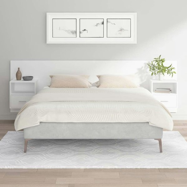 Berkfield Bed Headboard with Cabinets White Engineered Wood