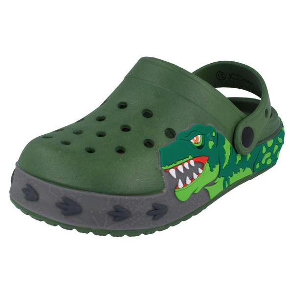 JC Dees Boys JCDees Clogs With Dinosaur Design And Lights N1166