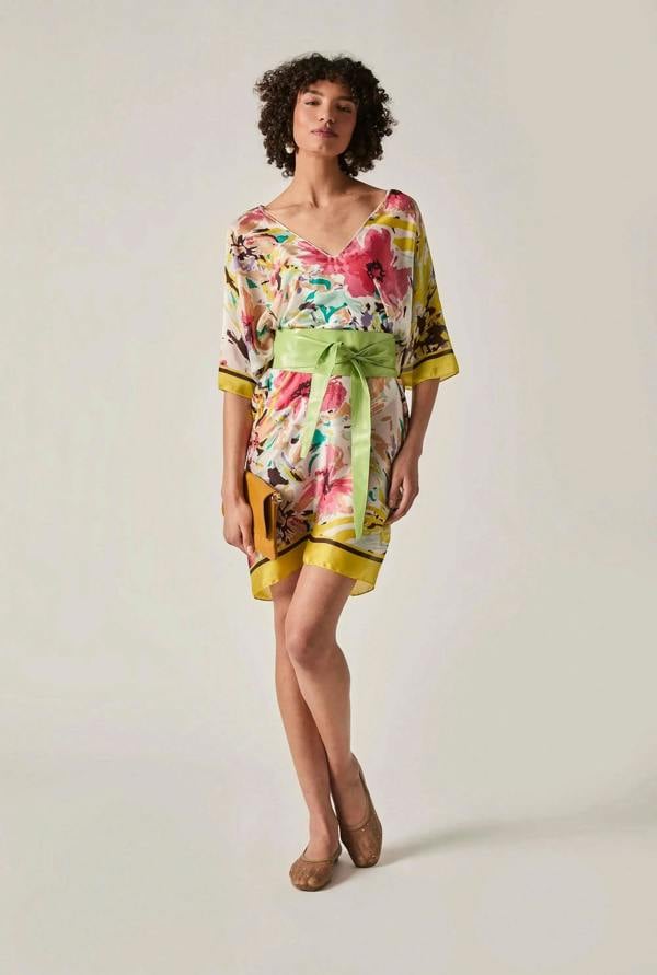 James Lakeland Yellow Floral Mosaic Kaftan