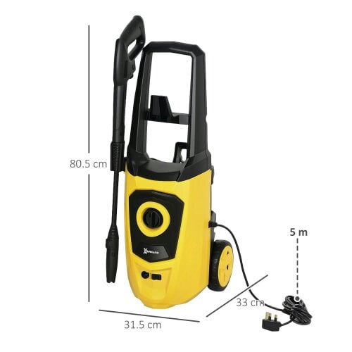 Bobobiy 1800W High Pressure Washer, 150 Bar Pressure, 510 L/h Flow, High-Performance Portable Power Washer Jet Wash Cleaner with 6M Hose, Yellow