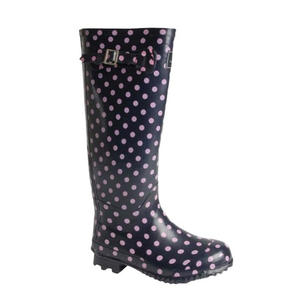 Lunar Womens Spotted Rubber Wellington Boots - Blue