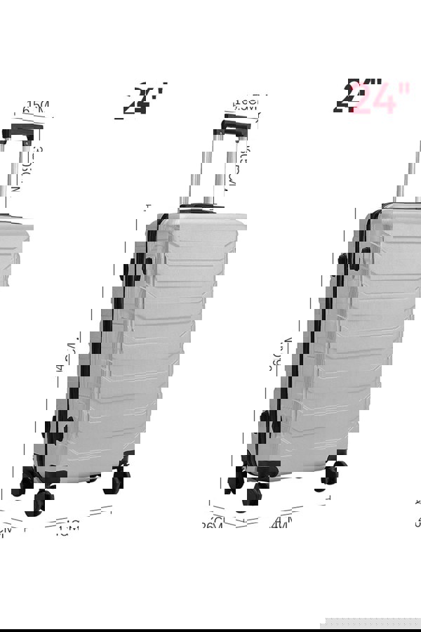 Living and Home Rolling Hardshell Luggage Travel Suitcase, 24" Grey