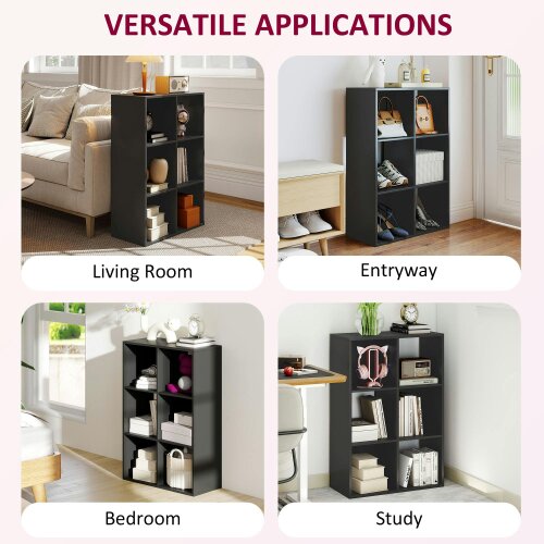Wyld Haus Vasutte Wooden Black 6 Cube Storage Bookcase