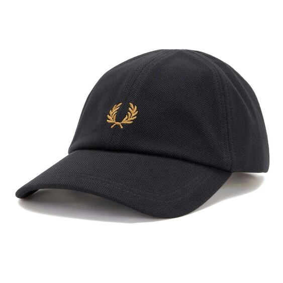 Fred Perry Pique Classic Cap - Black/Dark Caramel - One Size