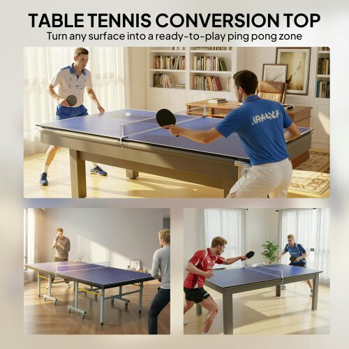SPORTNOW 9 ft Folding Ping Pong Table Top for Billiard Tables with Net
