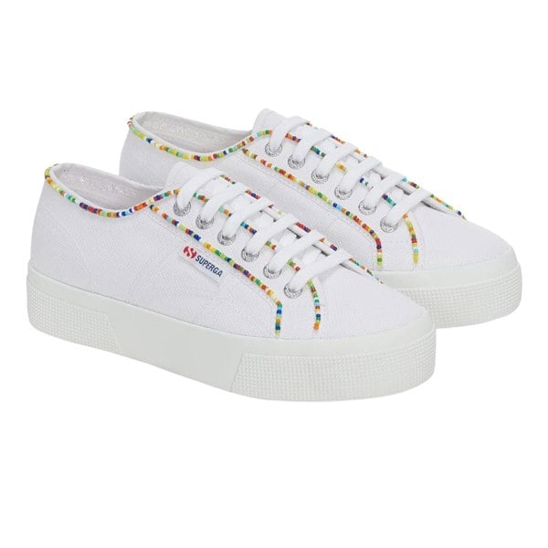 Superga Womens/Ladies 2740 Beaded Trainers - White/Multicoloured
