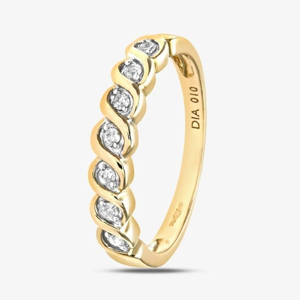 T. H. Baker 9ct Yellow Gold 0.10ct Diamond Swirl Half Eternity Ring PR07018Y