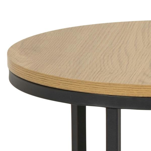 Wyld Haus Odense Wild Oak Effect Round Nesting Coffee Table Set Black Metal Legs