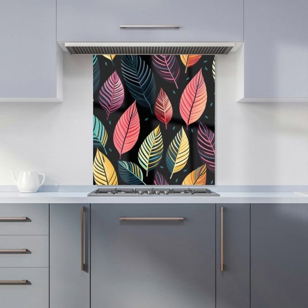 Warren Reed - Designer Colourful Leaves Pattern Kitchen Splashback