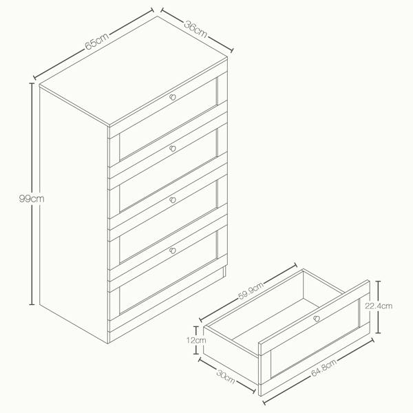Vida Designs Altino 4 Drawer Chest, Black