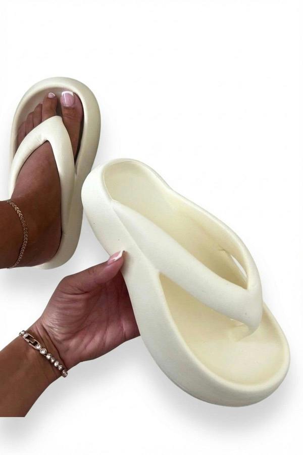 Cora Chunky Platform Flip-flops Sandals - Beige_wb