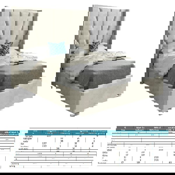 Casa Magna Bellini Wide Curved Winged Upholstered Soft Velvet Bed Frame - Cream