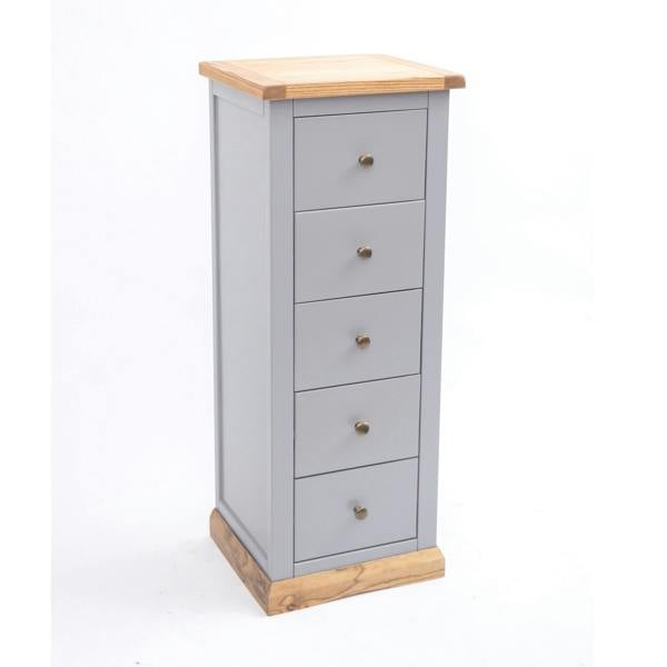 Cabinet Bits Bicarri 5 Drawer Narrow Chest of Drawers Brass Knob